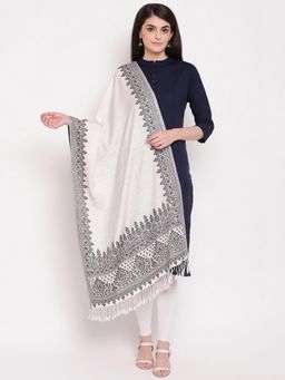 HK colours of fashion - Off White Woollen Designer Stole