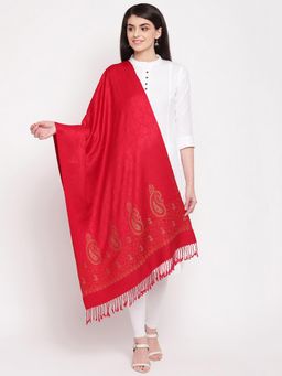 HK colours of fashion - Red Paisley Border Designer Stole