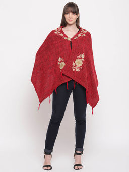 HK colours of fashion - Red Embroidered Shrug