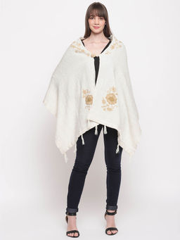 HK colours of fashion - Off White Embroidered Shrug