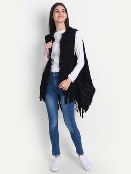 HK colours of fashion - Women Black Longline Poncho