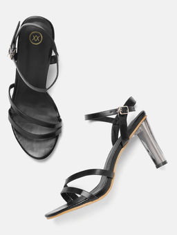 Twenty Dresses by Nykaa Fashion - Black Half Moon Metallic Heels