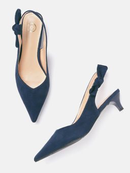 Twenty Dresses by Nykaa Fashion - Navy Blue Bow For All Kitten Heels