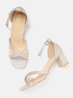 Twenty Dresses by Nykaa Fashion - Gold Glitter On My Mind Block Heels