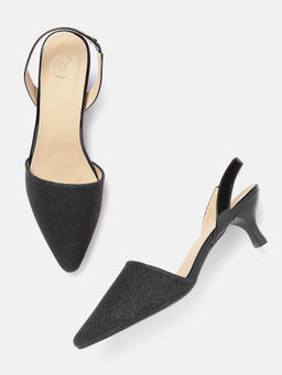Twenty Dresses by Nykaa Fashion - Black Shine All You Want Kitten Heels