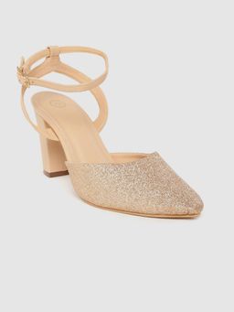 Twenty Dresses by Nykaa Fashion - Flare For Dramatics Gold Block Heels