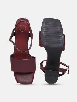 Twenty Dresses by Nykaa Fashion - Maroon Square Toe Thick Strap Block Heels