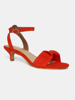Twenty Dresses by Nykaa Fashion - Orange Solid Round Toe Bow Kitten Heels