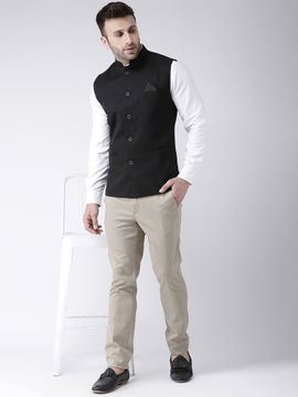 Buy HANGUP Black Solid Nehru Jacket 