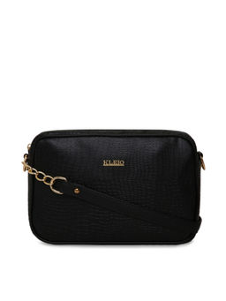 KLEIO - Black Stylish Croco PU Leather Spacious Sling Bag