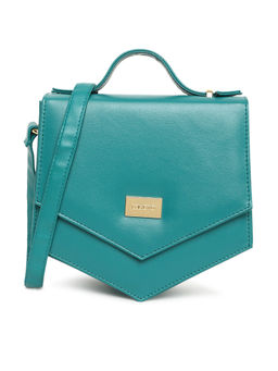 KLEIO - Teal PU Vibrant Unique Shape Sling Bag