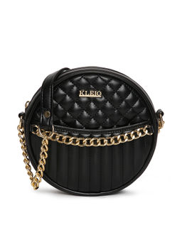 KLEIO - Black Quilted Round Sling Bag