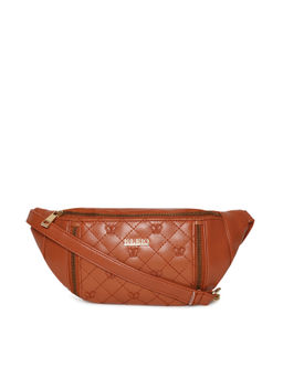 KLEIO - Tan Quilted Chain Sling Bum Waist Belt Bag