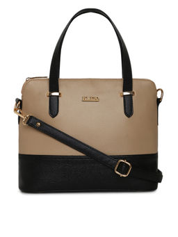 KLEIO - Beige PU Leather Twin Colour Satchel