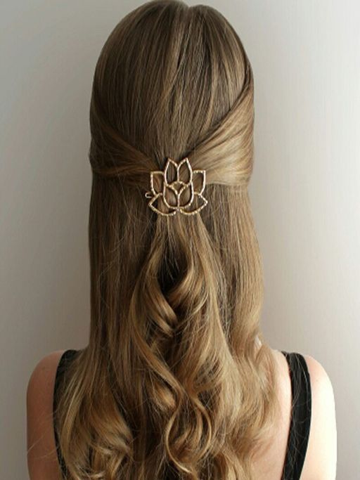 Fabula Gold Tone Filigree Lotus Fashion Hair Pin
