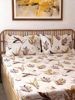 House This - Vanam 100% Cotton 1 Single Bed Sheet & 1 Pillow Cover-Brown