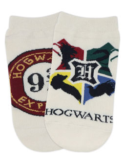 Balenzia - X Harry Potter Crest & Hogwarts Lowcut Socks For Women - Pack of 2 - White (Free Size)