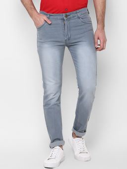 Urbano Fashion - Men Grey Slim Fit Denim Jeans Stretch