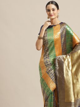 Sareemall - Multi Silk Blend Saree With Unstitched Blouse