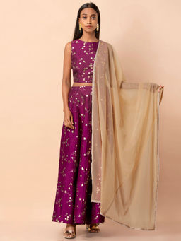 Indya - Beige Lace Edged Net Dupatta