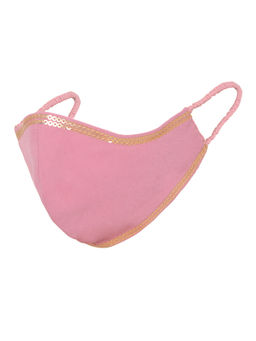 Indya - Pink Sequin Lace Round Mask