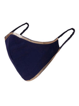 Indya - Navy Sequin Lace Round Mask