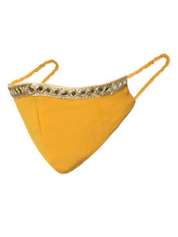 Indya - Mustard Mirror Lace Round Mask