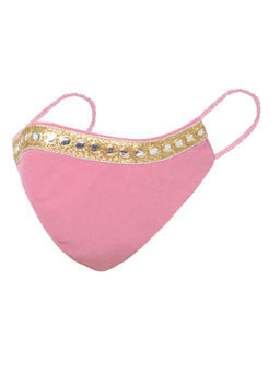 Indya - Pink Mirror Lace Round Mask