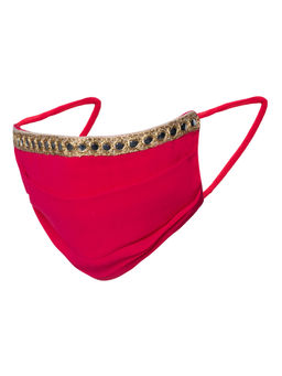 Indya - Hot Pink Mirror Lace Pleated Mask