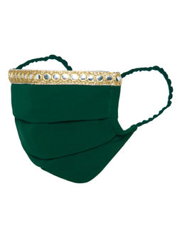 Indya - Green Mirror Lace Pleated Mask