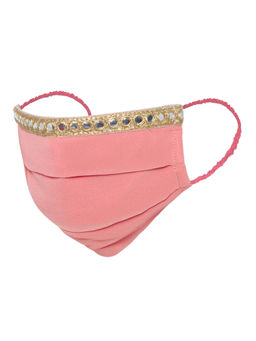 Indya - Dusty Pink Mirror Lace Pleated Mask