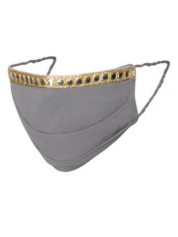 Indya - Grey Mirror Lace Pleated Mask