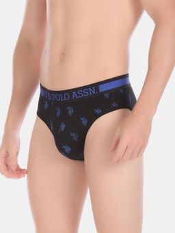 U.S. POLO ASSN. - Black Elasticized Waist Printed Cotton Brief