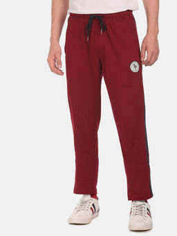 U.S. POLO ASSN. - Men Maroon Side Panel Knit Lounge Pants