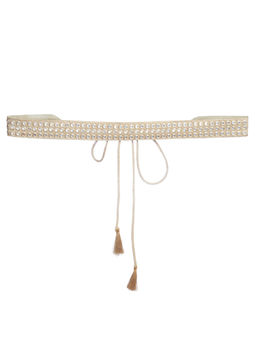 Indya - Beige Mirror Embroidered Belt