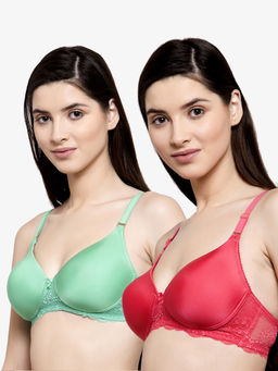 Groversons Paris Beauty - Padded Non-Wired Multiway T-Shirt Bra with lace-PO2