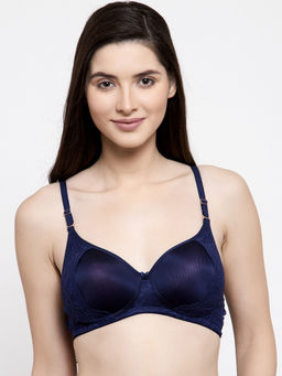 Groversons Paris Beauty - Crafted With Lace Non Wired Padded Bra - Maroon