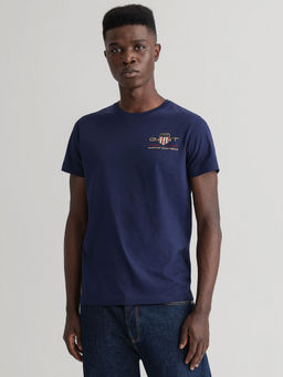 GANT - Men Evening Blue Regular Fit Round Neck T-Shirt