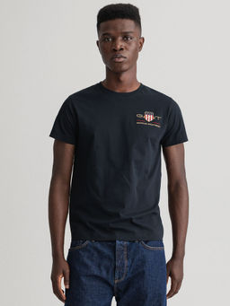 GANT - Men Black Regular Fit Round Neck T-Shirt
