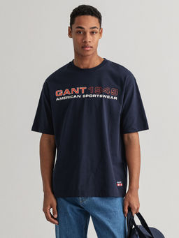 GANT - Men Evening Blue Regular Fit Round Neck T-Shirt