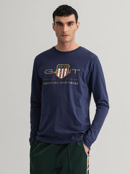 GANT - Men Evening Blue Regular Fit Round Neck T-Shirt
