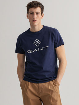 GANT - Men Evening Blue Regular Fit Round Neck T-Shirt