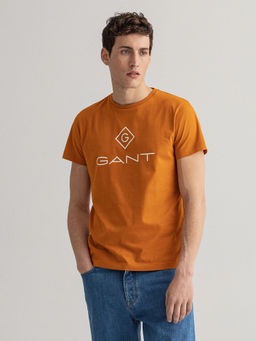 GANT - Men Dk Mustard Orange Regular Fit Round Neck T-Shirt