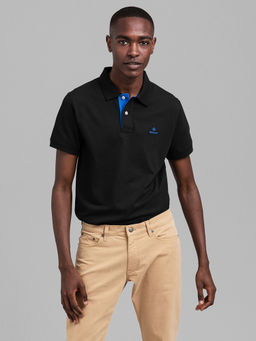 GANT - Men Black Regular Fit Polo T-Shirt