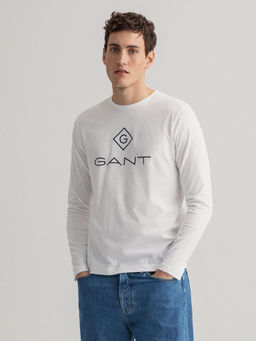 GANT - Men White Regular Fit Round Neck T-Shirt