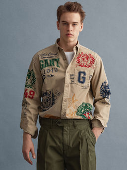GANT - Men Dark Khaki Regular Fit Shirt
