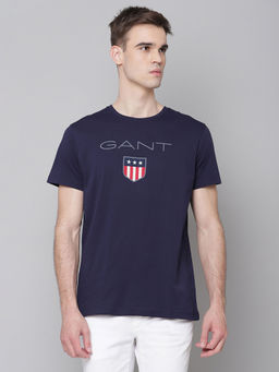 GANT - Men Evening Blue Regular Fit Round Neck T-Shirt