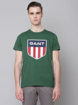 GANT - Men Eden Green Regular Fit Round Neck T-Shirt