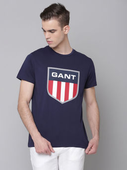 GANT - Men Evening Blue Regular Fit Round Neck T-Shirt