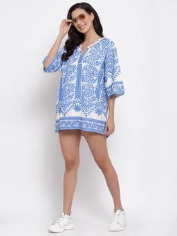 IKI CHIC - Embroidered Short Oversize Full Sleeve Dress